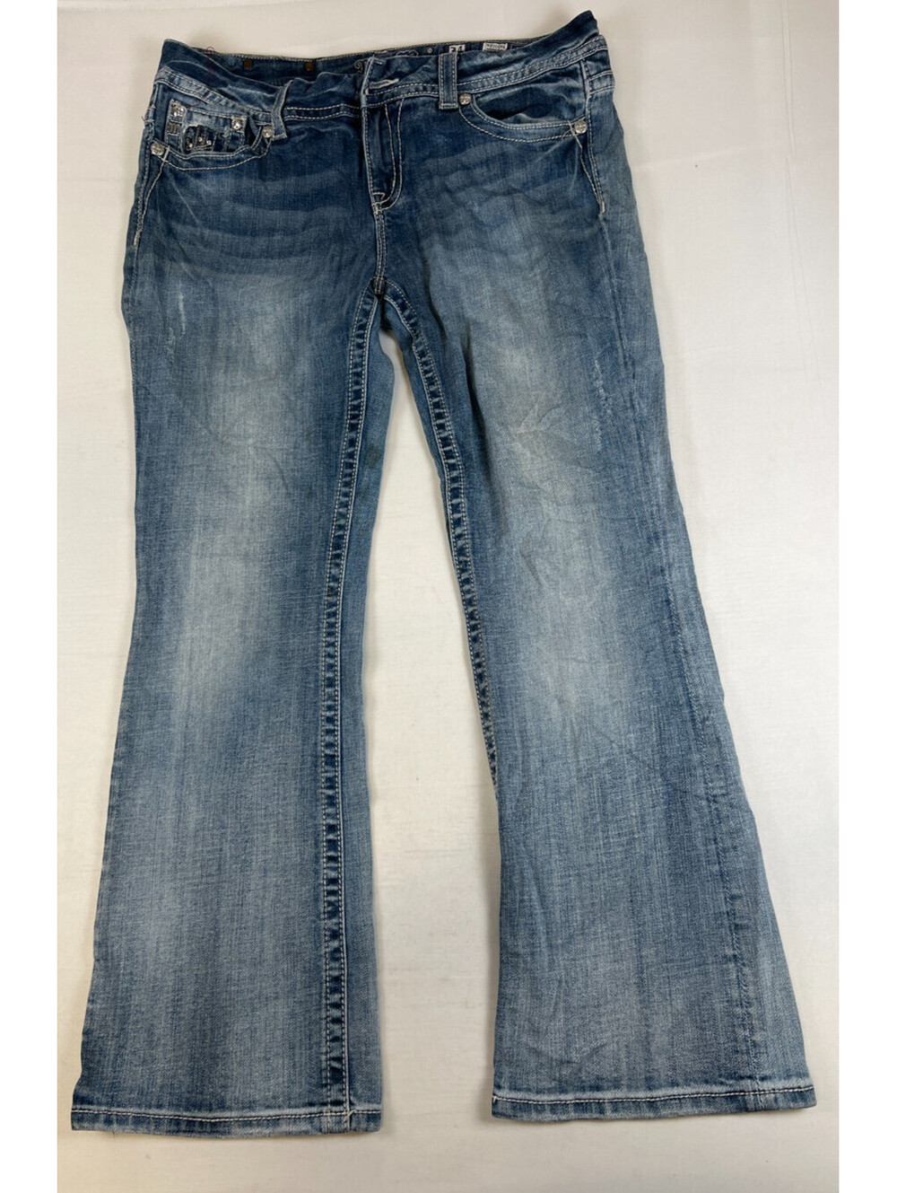 Miss Me Women Jeans 34x31 Blue Easy Boot Embellished Bling Denim Pants